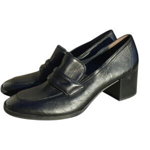 Black Paul Green heeled Penny loafers sz 9